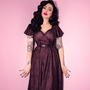 Babydoll Dress Pink Rayon in Black Spiderweb